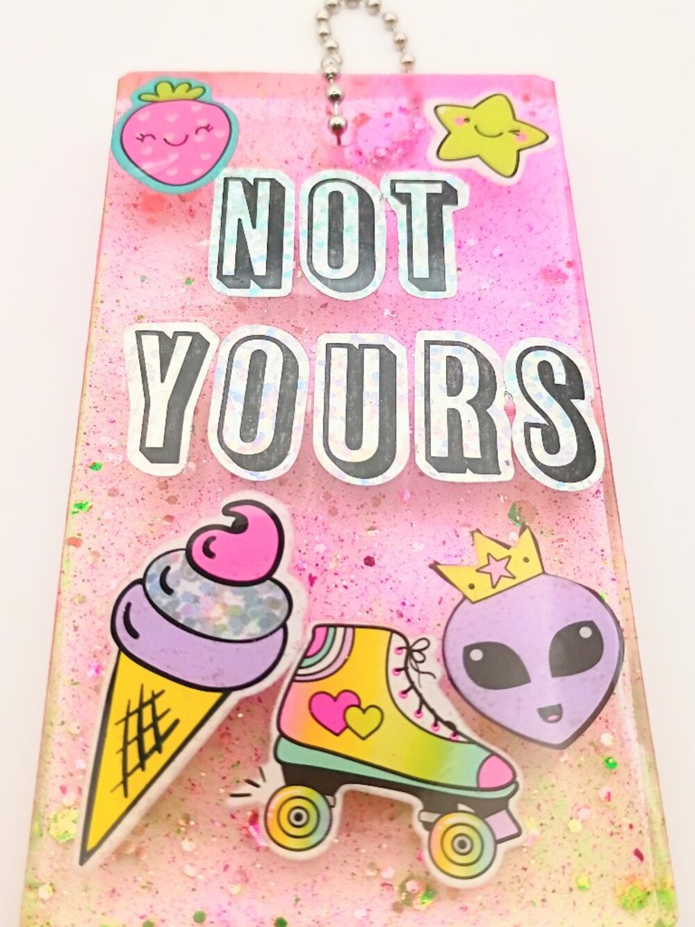Handmade Resin Oversized Luggage Tag Y2K Kawaii Glitter Travel Cute